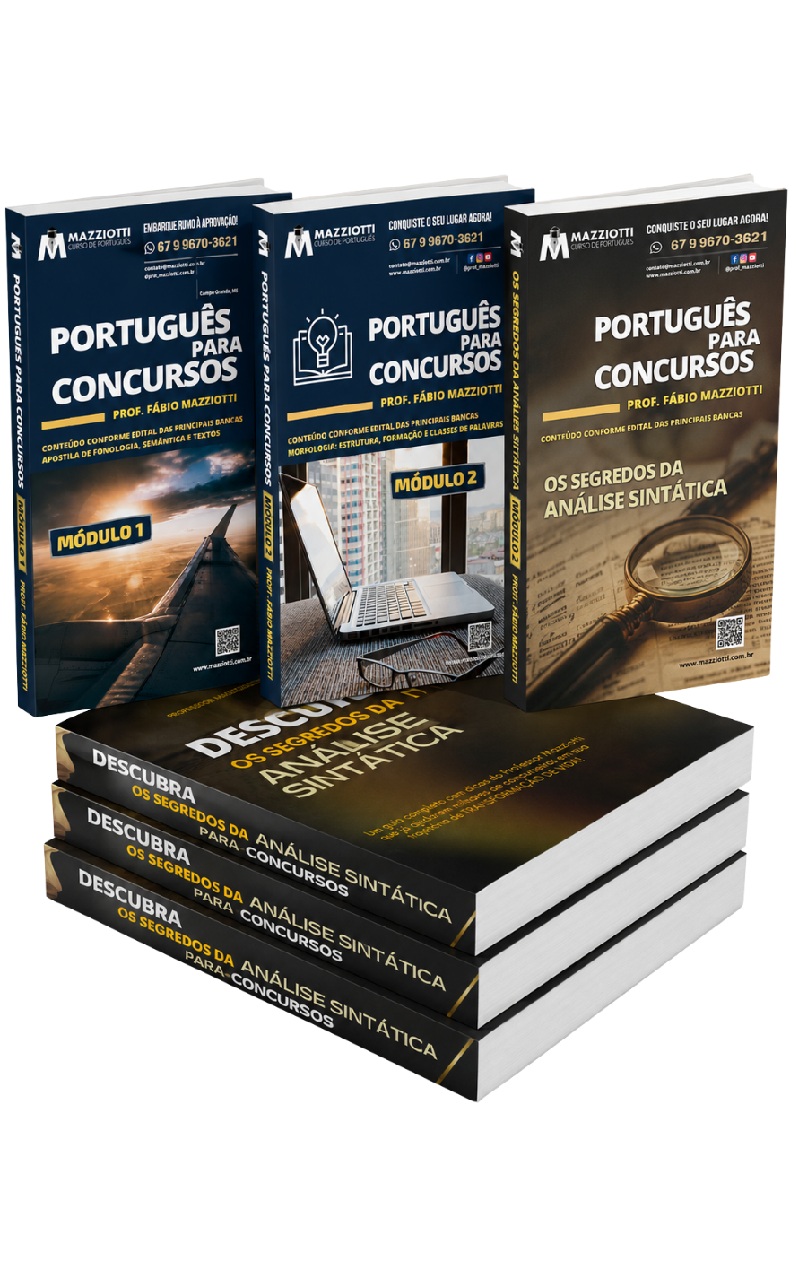 E-books Essenciais 12 Mockup completo do Combo Português para Concursos